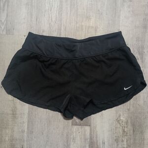 Nike Women's Black Athletic Shorts with White Logo